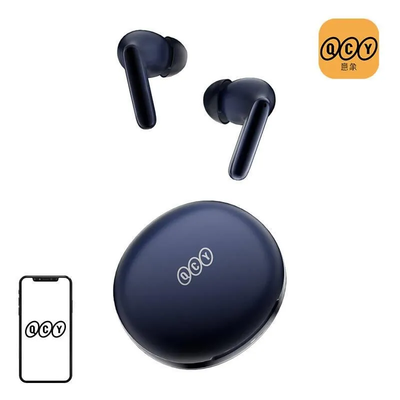 Auriculares QCY T13 ANC2 Bluetooth sem fios com Cancelamento de Ruído e Microfone, azul