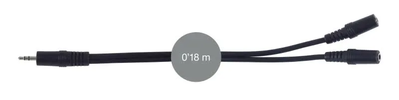 Cabo Áudio Jack 3,5mm Macho - 2x Jack 3,5mm Fêmea 0,18m - AA-465