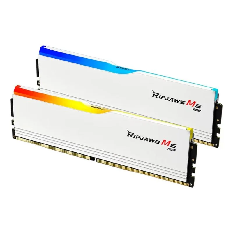 Memória RAM G.Skill Ripjaws M5 RGB F5-6000J3636F16GX2-RM5RW 32GB 2x16GB DDR5 6000MHz CL36 Intel XMP RGB Branco