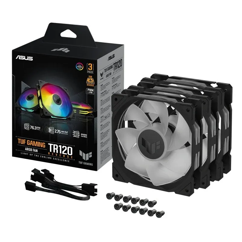 Pack 3x Ventoinhas Suplementares 120mm ASUS TUF Gaming ARGB Reverse Fan Triple Pretas