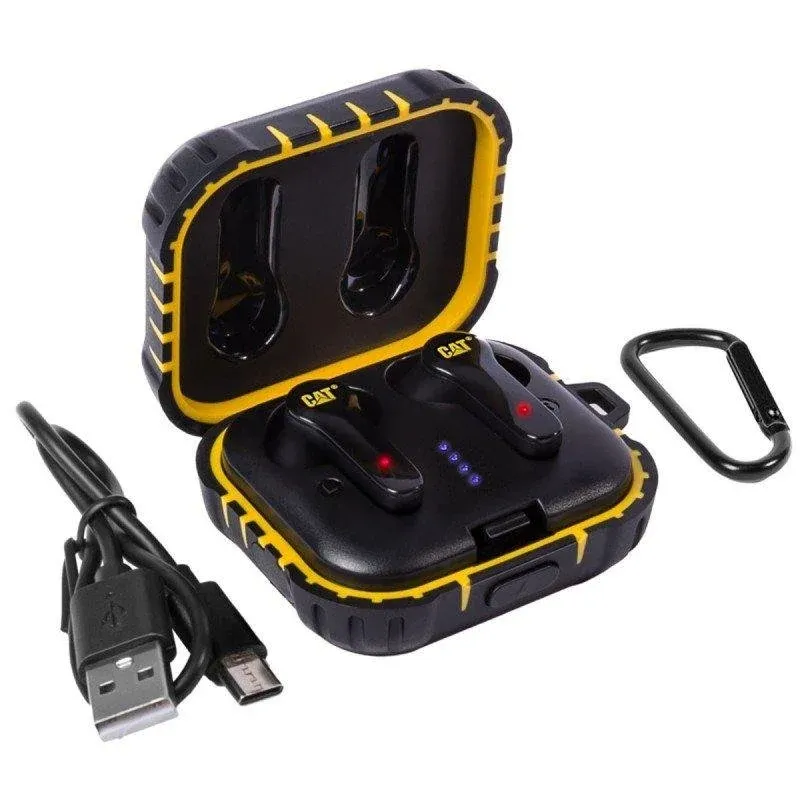 Auriculares Caterpillar Cat CP-CAT-BT-EARBUD sem fios Bluetooth com Cancelamento de Ruído, IP55, Microfone