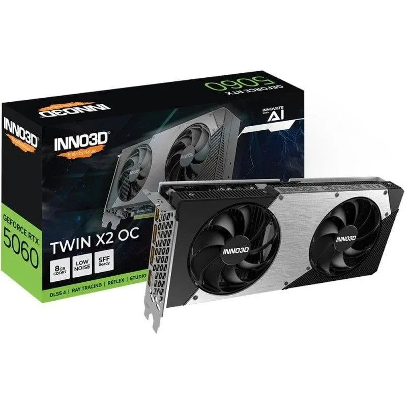 Placa gráfica Inno3D GeForce RTX 5060 TWIN X2 OC 8GB GDDR7 Reflex 2 RTX AI DLSS4
