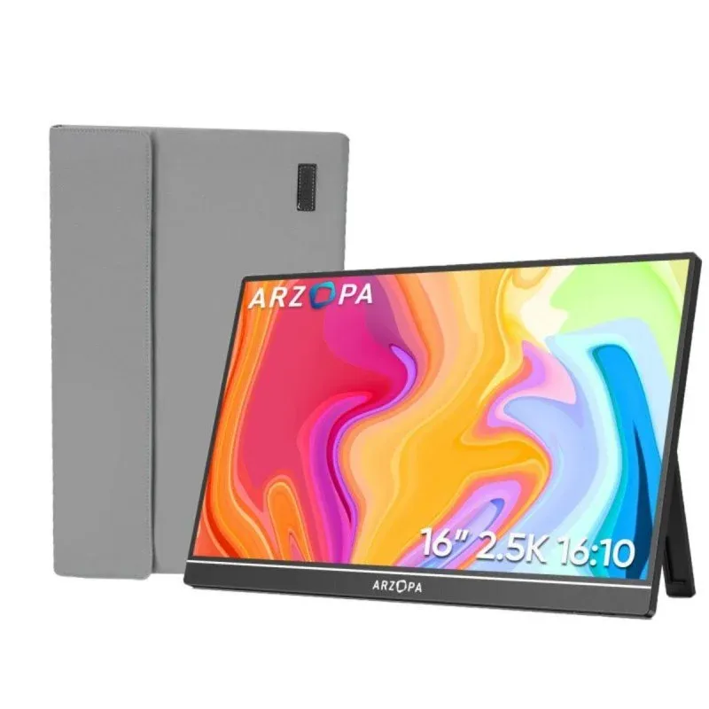 ARZOPA AR-ZIRC-P Monitor Portátil 16" 2.5K 60Hz IPS HDR 120% sRGB com Altifalantes, USB-C e HDMI