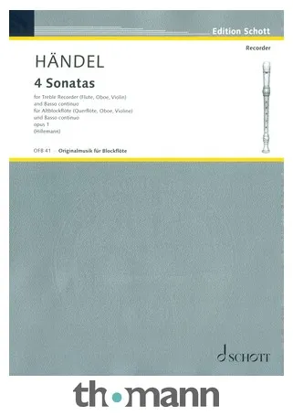 Schott Händel 4 Sonatas Blockflöte