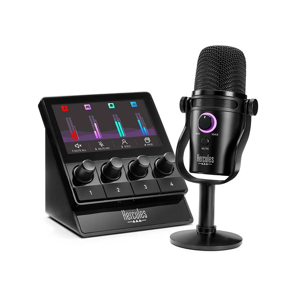 Controlador de Áudio + Microfone Hercules Stream Starter Kit