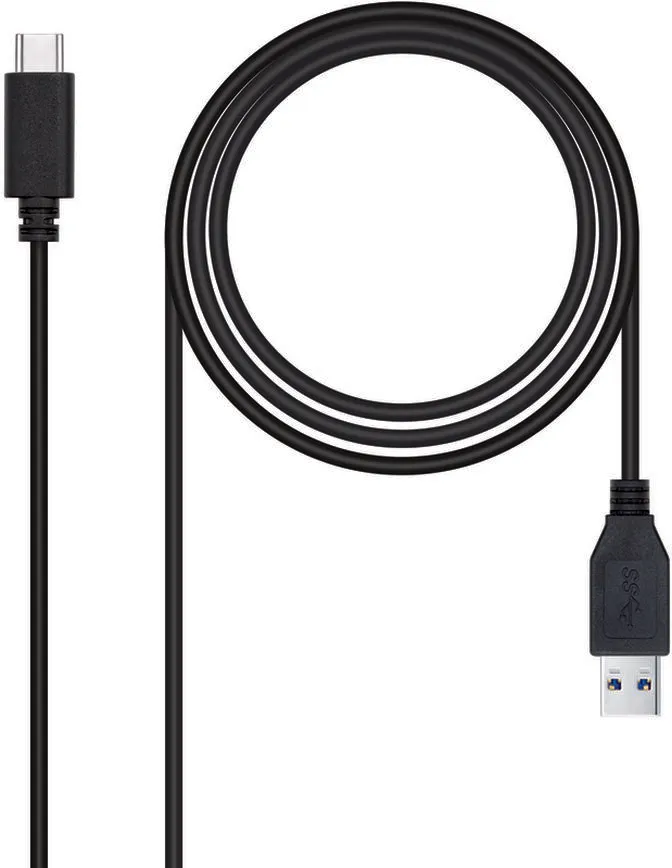 Cabo USB 3.1 Gen2 10Gbps 3A Nanocable USB-C/M > USB-A/M 0.5 M Preto