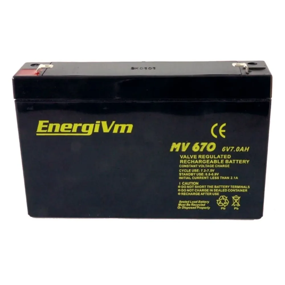 Bateria Chumbo EnergiVm MV670 6V 7.0Ah