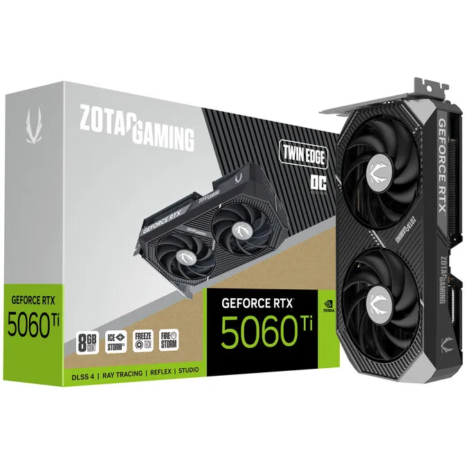 Placa Gráfica Zotac Gaming GeForce RTX 5060 Ti Blackwell Twin Edge OC 8GB GDDR7 DLSS4
