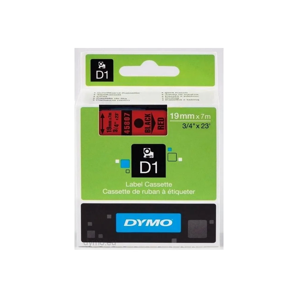 Cintas Dymo D1 - 19MMX7M Preto/Vermelho