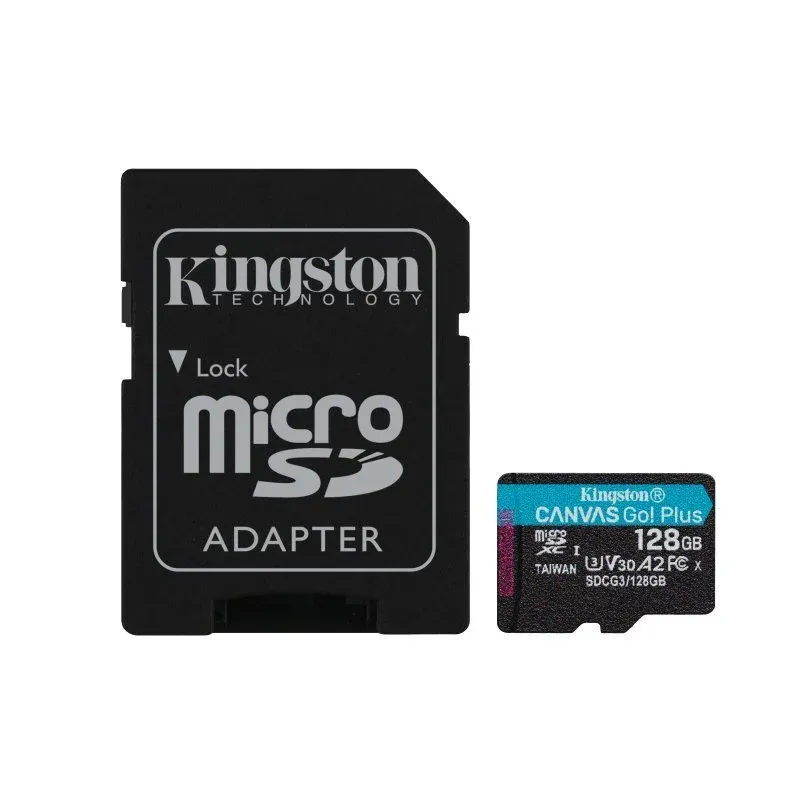 Kingston Canvas Go Plus MicroSDXC 128GB UHS-I U3 V30 Classe 10 + Adaptador SD
