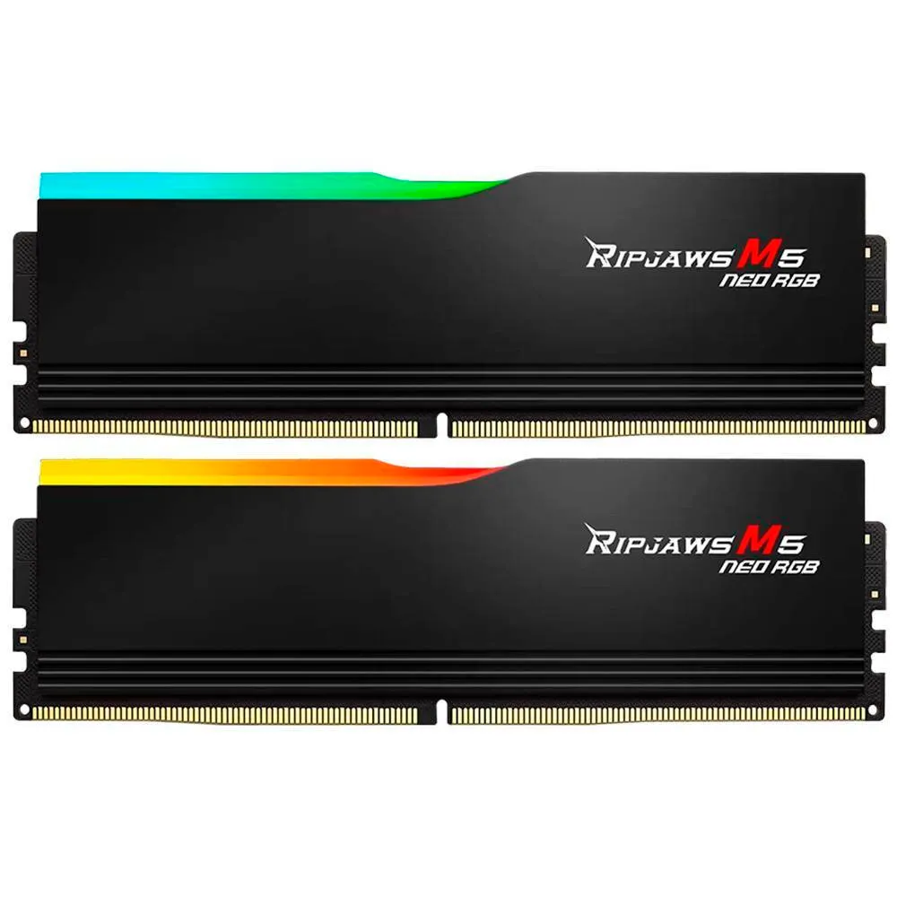 Memória RAM UDIMM G.SKILL Ripjaws M5 Neo RGB 64GB (2x32GB) DDR5-6000MHz (AMD Expo/Intel XMP) CL32 (32-38-38-96) 1.40V Preta