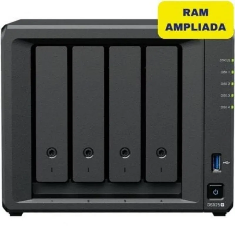 NAS Synology Diskstation DS925+ 4 Baías 3.5"/2.5" 16GB DDR4 2.5GbE Preto
