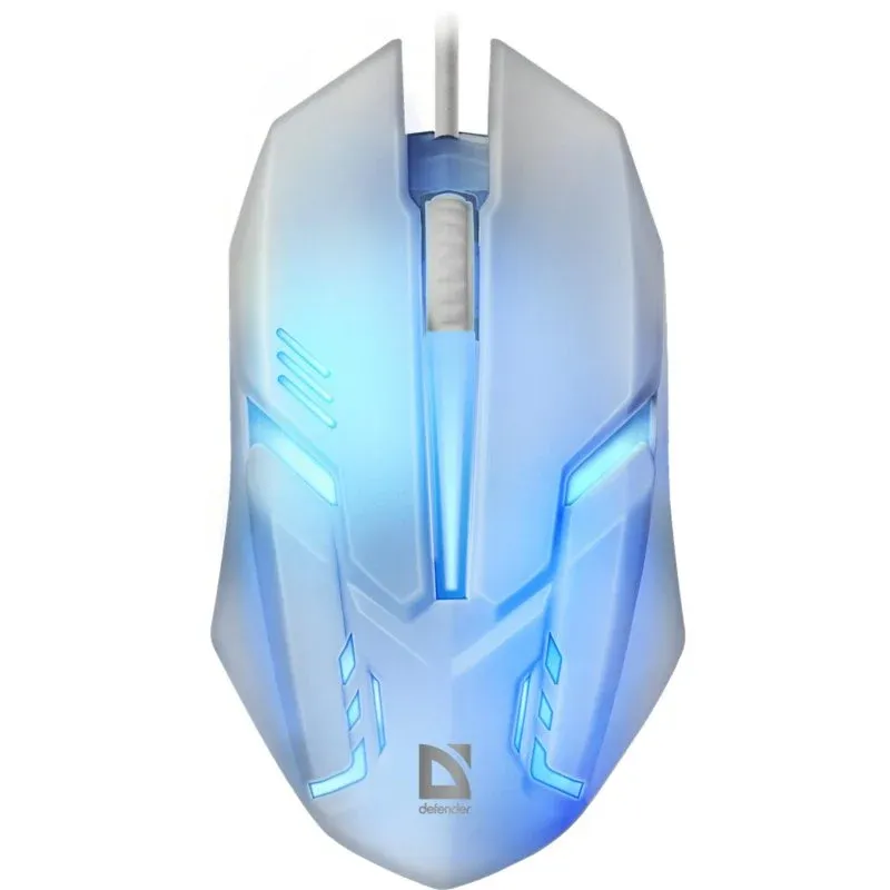 Rato Defender Cyber MB-560L USB 1200 DPI Branco Iluminação RGB Ambidestro