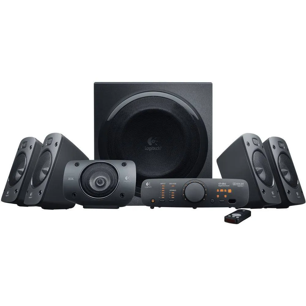Colunas Logitech Z906 THX Surround Sound 5.1 1000W Peak / 500W RMS Pretas