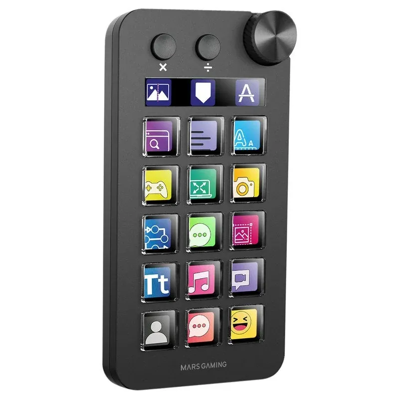 Mars Gaming MSD-NEO Deck de Controlo com 15 Teclas LCD, Roda e 2x Botões para Windows/MacOS 10.15+ Preto