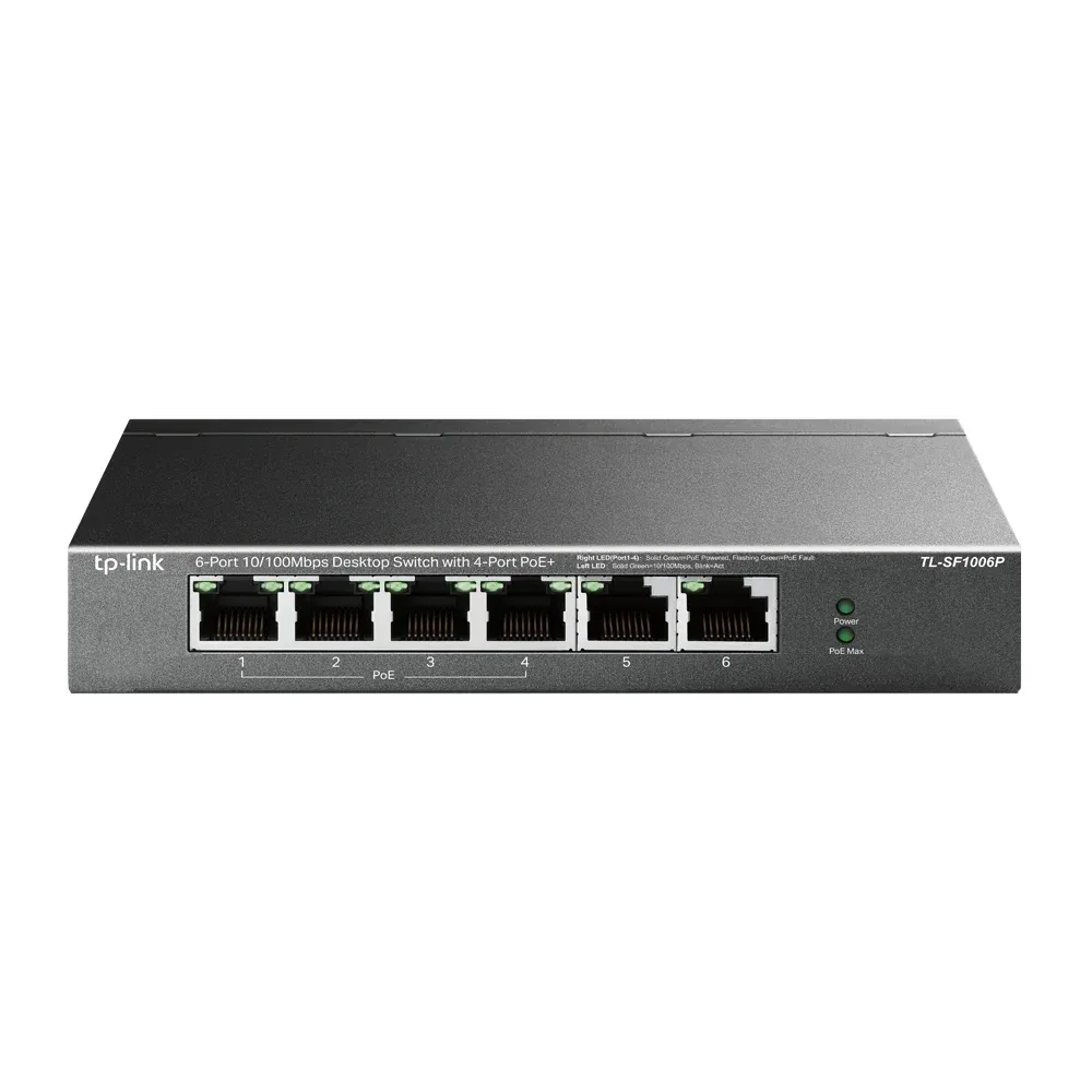 Switch de Rede TP-Link TL-SF1006P 6 Portas 10/100Mbps UnManaged PoE+