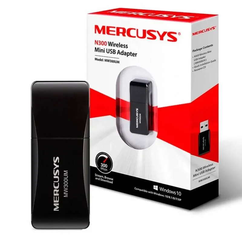 Adaptador de Rede USB Mercusys MW300UM Mini Wi-Fi N300 2.0