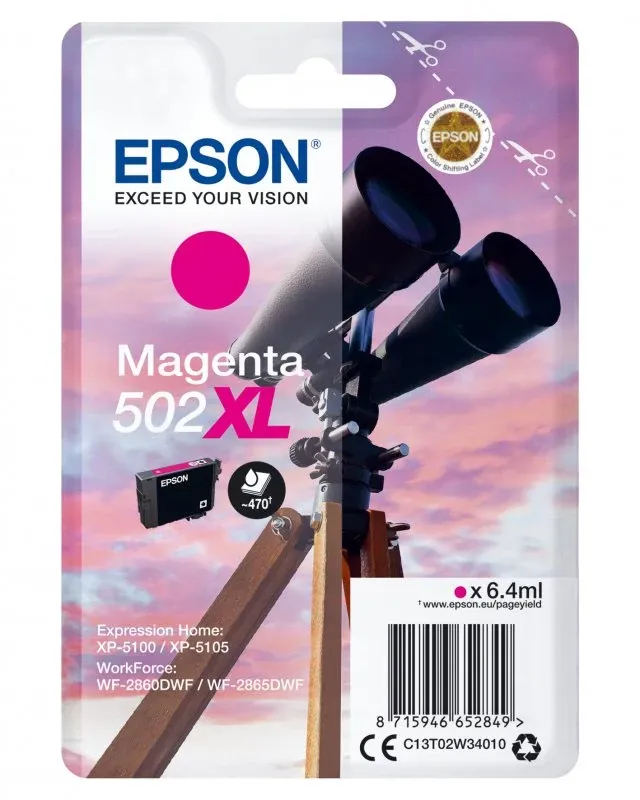 Singlepack Magenta 502XL Ink - XP5100, XP5105, WF-2860DWF, WF-2865DWF