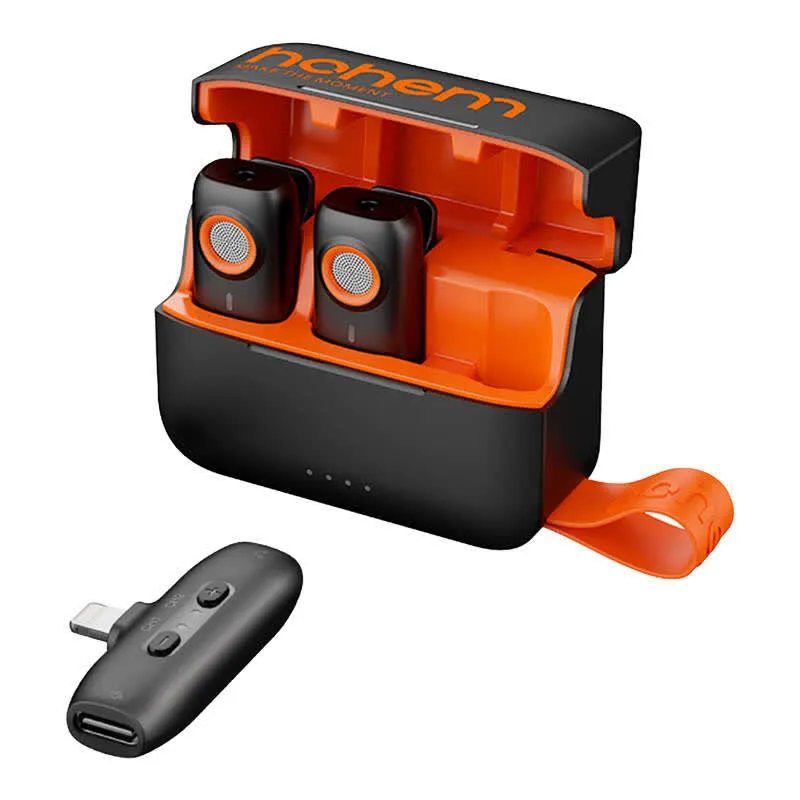 Microfone de Lapela Lightning (2 TX + 1 RX + Caixa de Carregamento) - HOHEM
