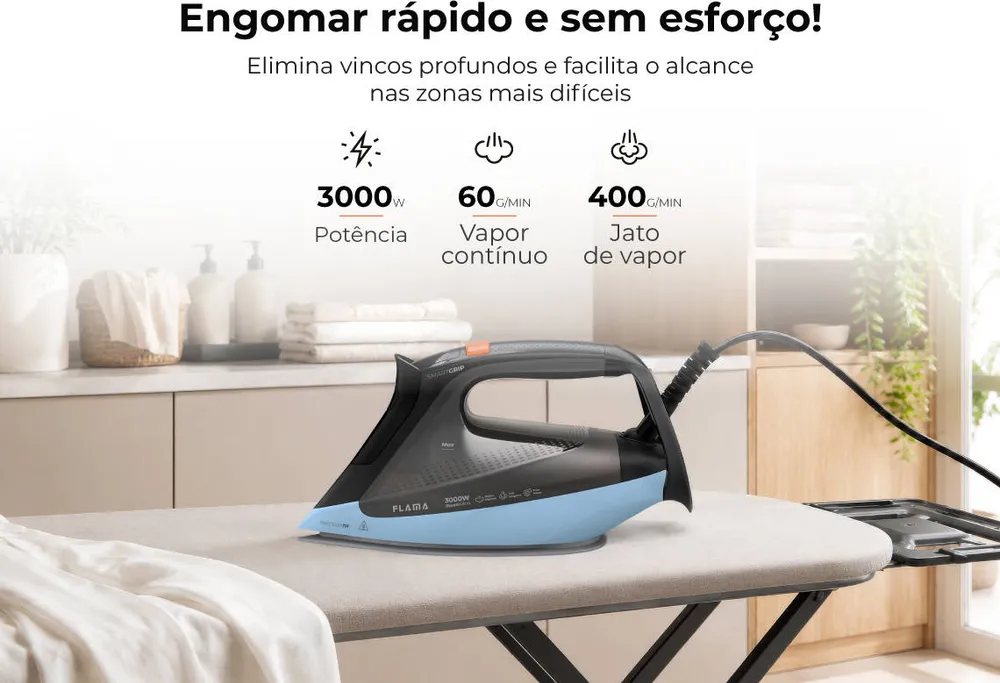 Ferro a Vapor FLAMA 5399FL (Jato de Vapor: 420 g/min - Base: Cerâmica)