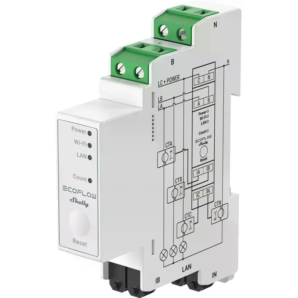 Medidor de Energia Inteligente EcoFlow Smart Meter (Shelly Pro 3EM)
