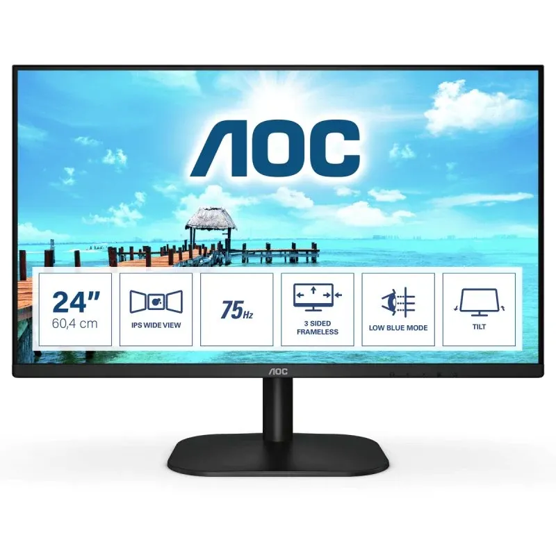 Monitor AOC B2 24B2XH/EU 23.8" IPS FHD 75Hz Preto