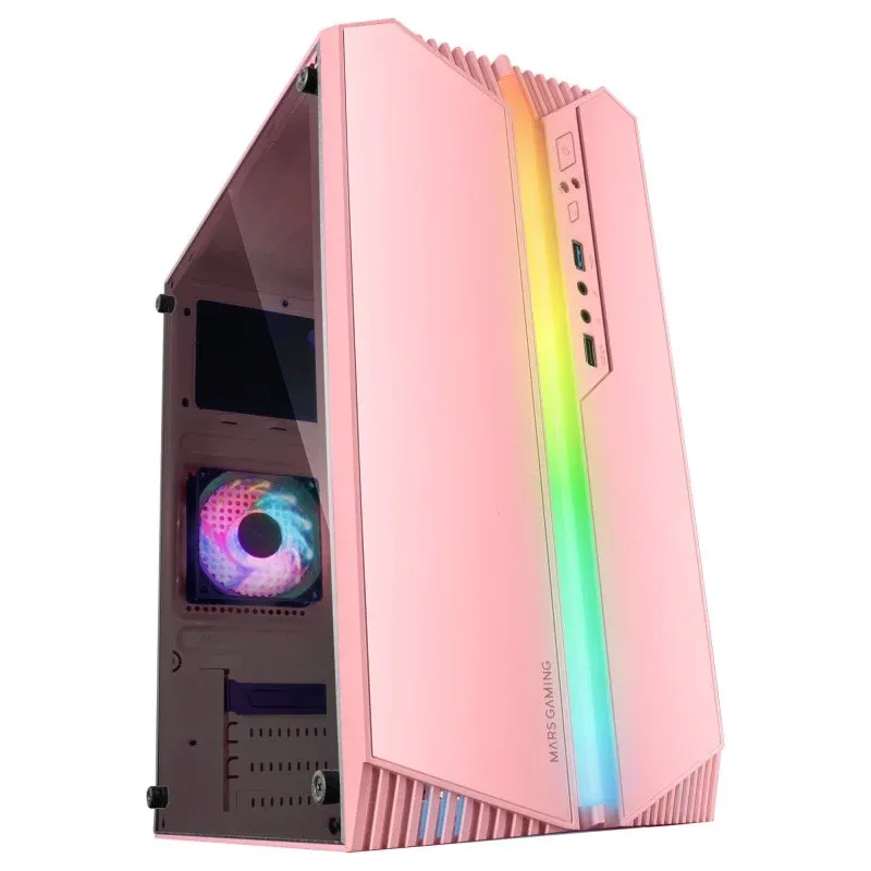 Caixa de Computador Mars Gaming MC-S1 Vidro Temperado USB 3.0 Rosa