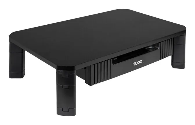 Suporte Elevatório Ajustável Tooq para Monitores com Gaveta Preto