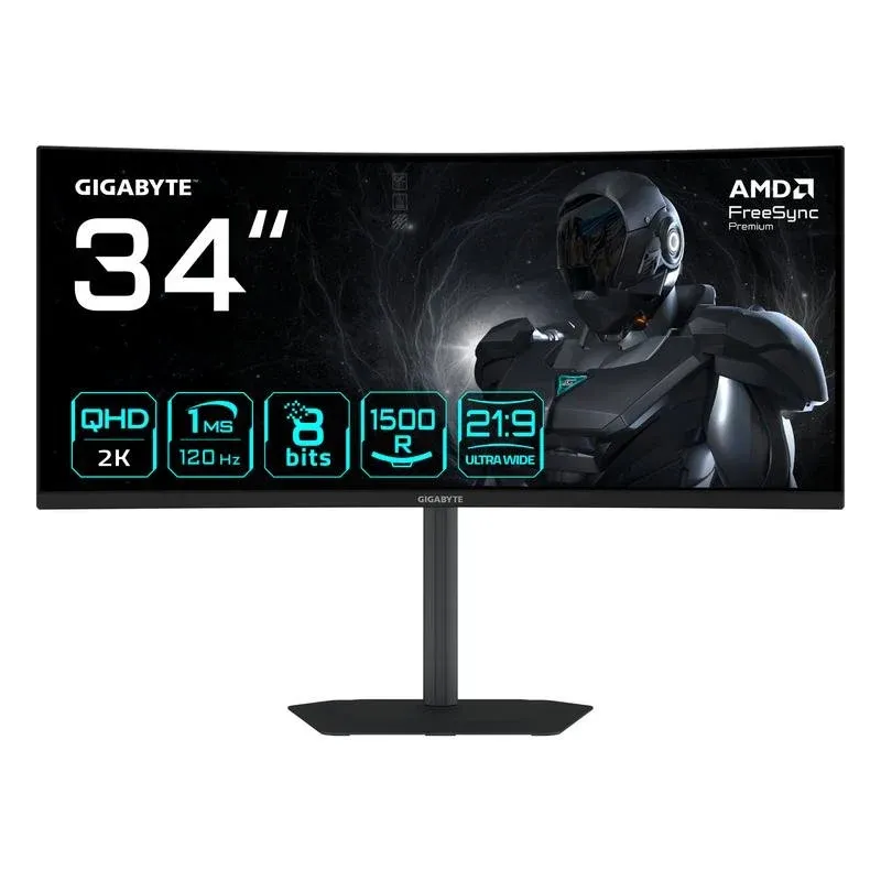 GIGABYTE GS34WQCA Monitor Curvo 34" UltraWide QHD 120Hz VA 1ms FreeSync Premium HDR10