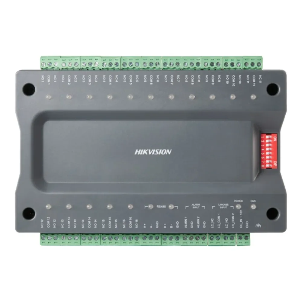 Controlador de Elevador Hikvision Comunicação TCP/IP 16 relés Preto