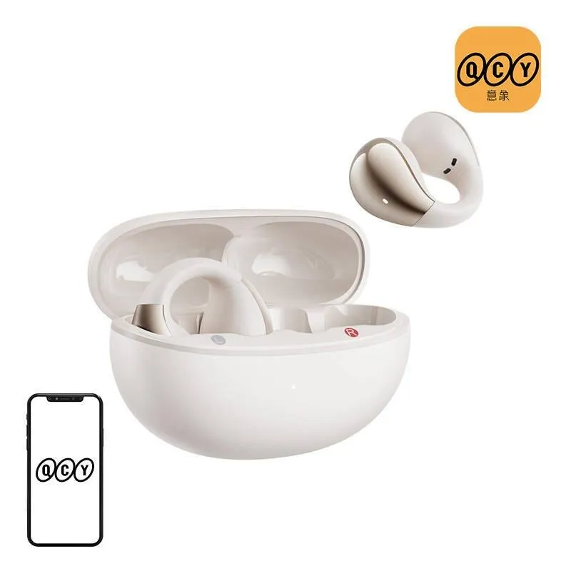 Auriculares QCY Crossky Clip C30 Bluetooth 5.4 sem fios desportivos brancos