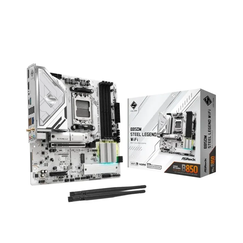 Asrock B850M Steel Legend WiFi Motherboard Micro-ATX B850 AM5 Overclock DDR5 WiFi RAID