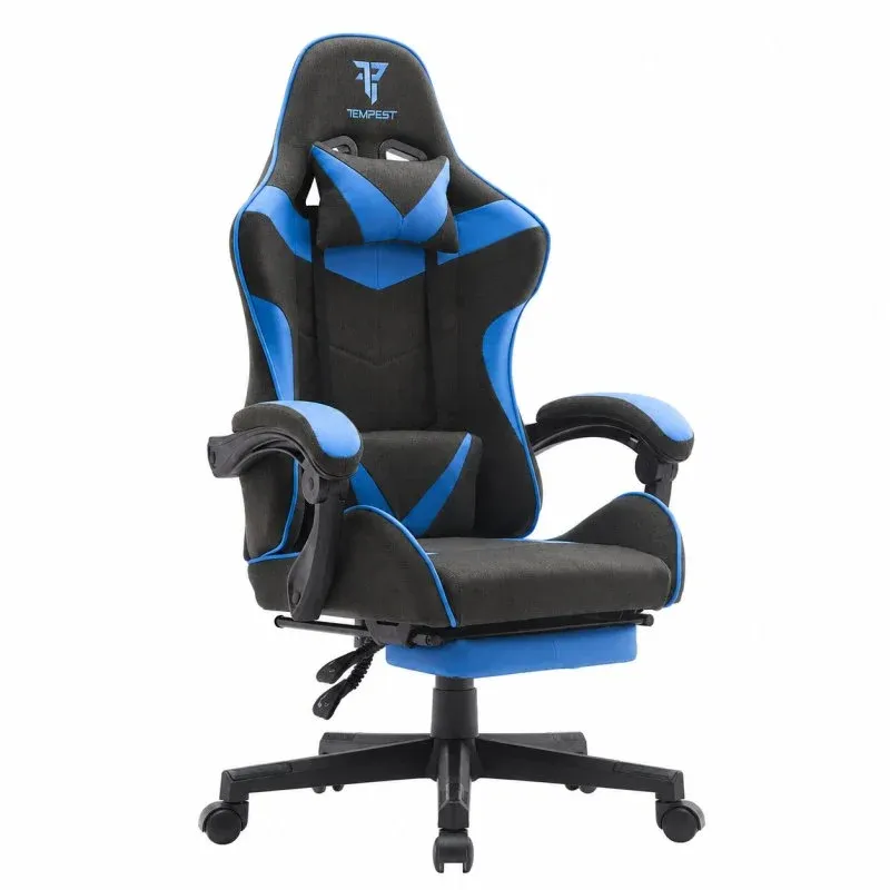 Tempest Shake Cadeira Gaming com Apoio para Pés e Massagem com Tecido Respirável Preta/Azul