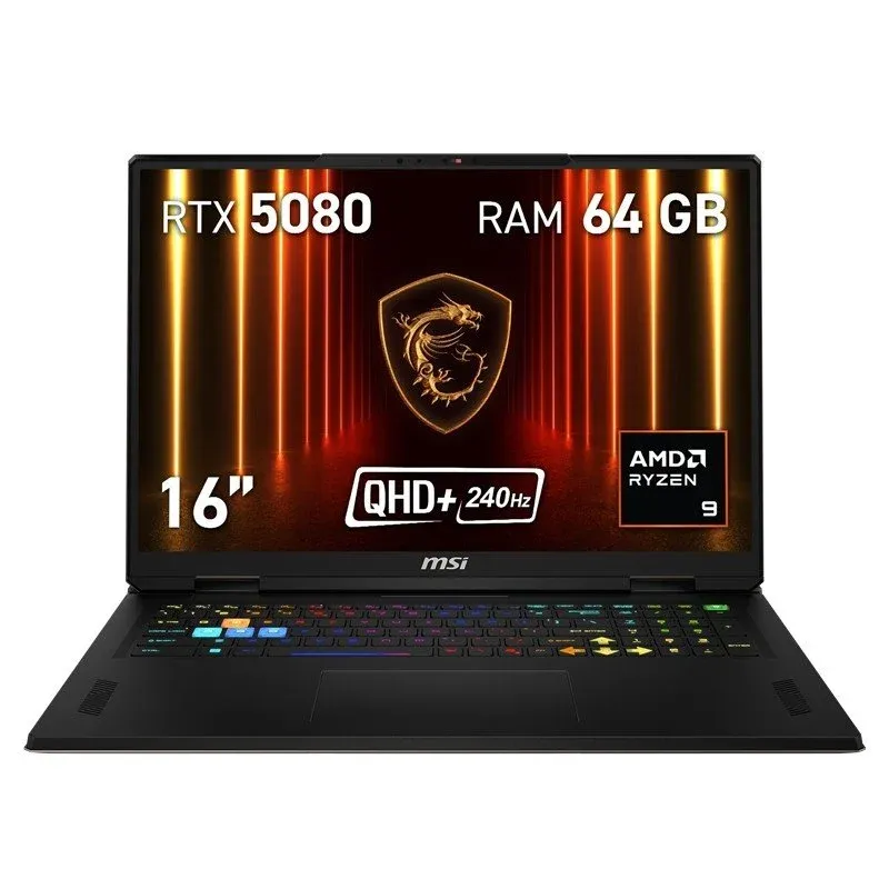 Portátil MSI Vector A16 HX A8WIG-054XES 16" AMD Ryzen 9 8940HX 64GB 1TB SSD FreeDOS RTX 5080 RGB