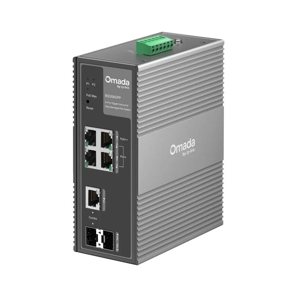 Switch de Rede TP-Link Omada IES206GPP 4 Portas PoE++/PoE+ Gigabit + 1 Porta Gigabit + 2 Portas SFP Managed
