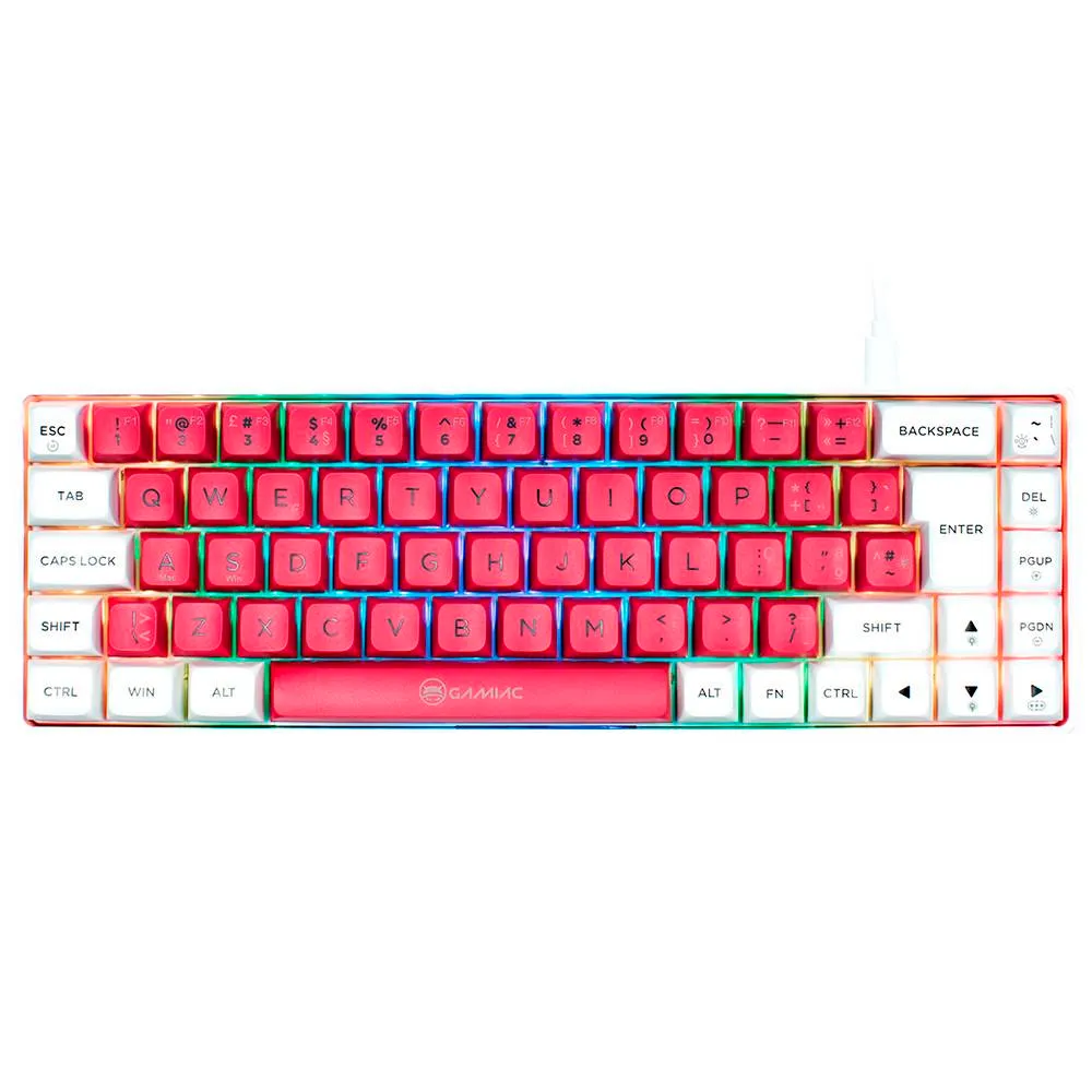 Teclado Mecânico Gamiac TKL69G SF Gaming PT Kailh Blue Branco/Rosa