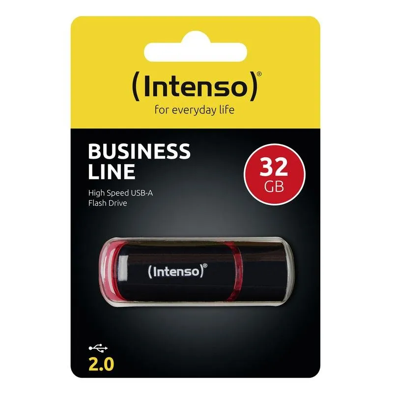 Pen Drive Pen USB Intenso 32GB USB 2.0 preto e vermelho com tampa