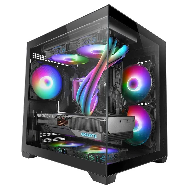 Caixa de Computador Mars Gaming MC-View2 Caixa Micro-ATX com Dois Vidros Temperados e Ventoinha FRGB 120mm Preta