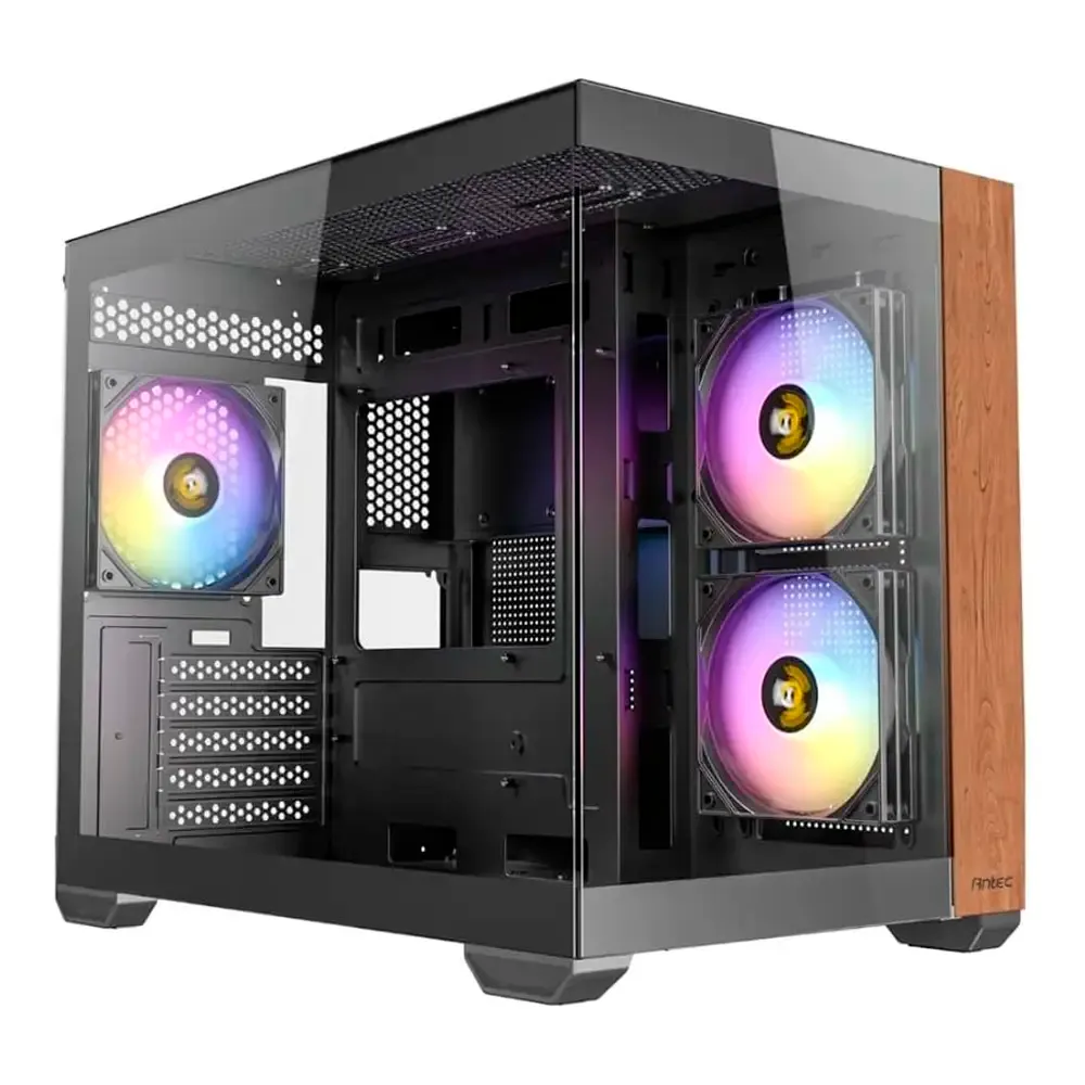 Caixa Micro-ATX Antec CX600M Wood ARGB Mid Tower Tempered Glass Preta