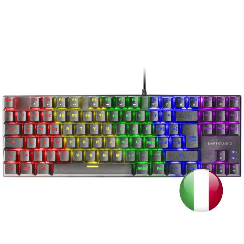 Mars Gaming MK80 Teclado Mecânico Preto FRGB Switch Vermelho Layout Italiano