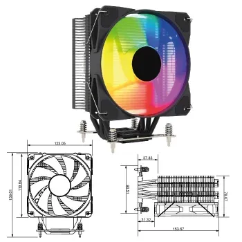 Cooler CPU 4PIPES Fan 120 PWM ARGB Ntech Am5/1700 Ready