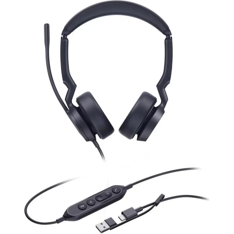 Auriculares Yealink UH44 DUAL UC com fio USB-A/USB-C para escritório com microfone duplo preto