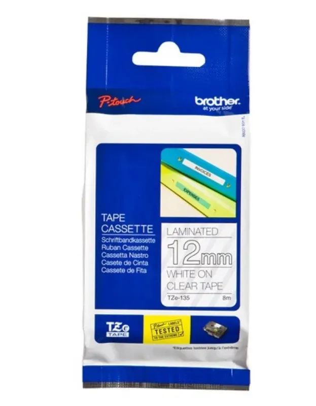 Fita BROTHER 12mm Transparente/Branca