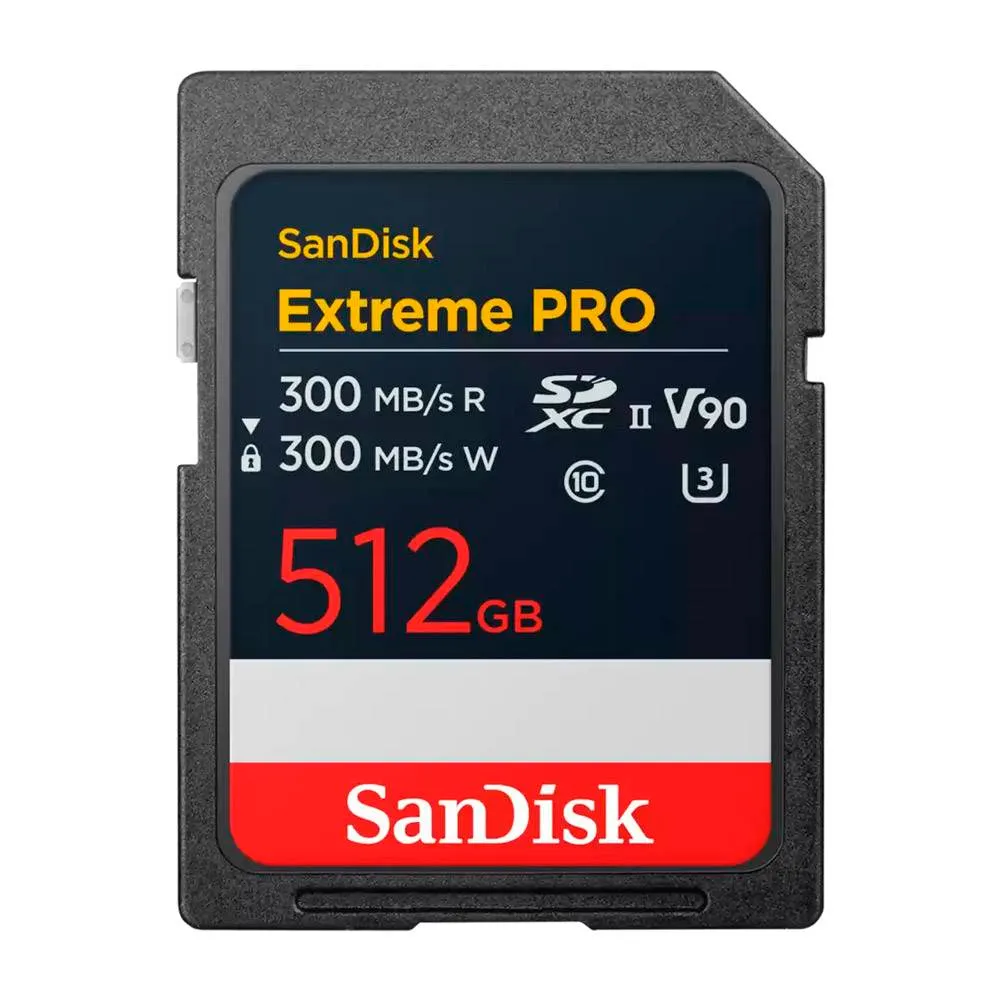 Cartão de Memória SDXC SANDISK Extreme PRO 512GB (300MB/s) UHS-II, U3, V90