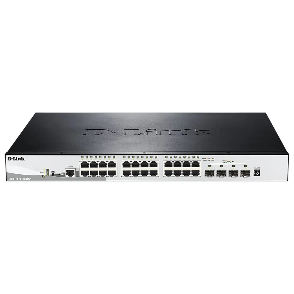 Switch de Rede D-Link DGS-1510-28XMP 24 Portas Gigabit Smart Managed PoE SFP+ (10GbE) Stackable