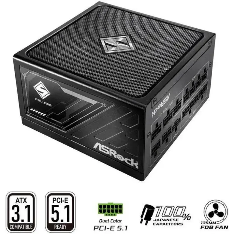 Fonte Alimentação Asrock SL-850G Steel Legend 850W 80 Plus Gold Modular