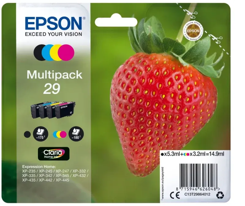 Tinteiro EPSON 29 Multipack 4 Cores - Expression Home XP -2xx/3xx/4xx
