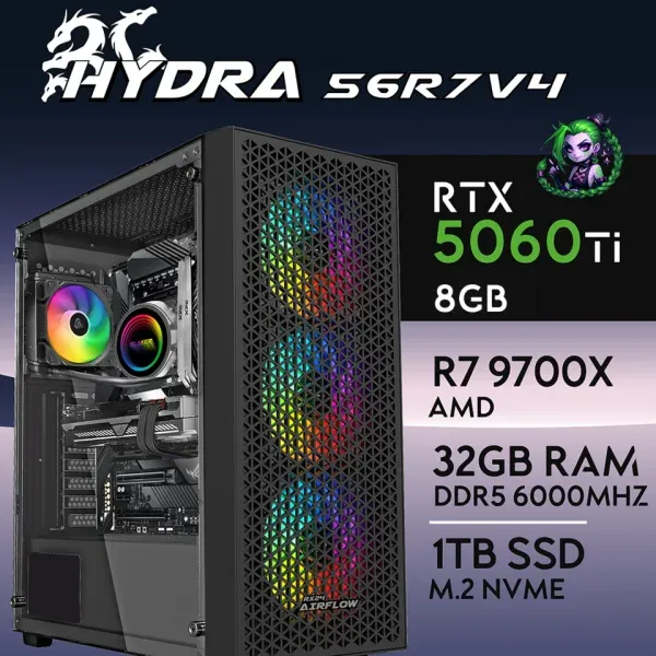 PC Gaming HYDRA-56R7V4 - R7 9700X | RTX5060Ti 16GB | 32GB | M.2 1TB
