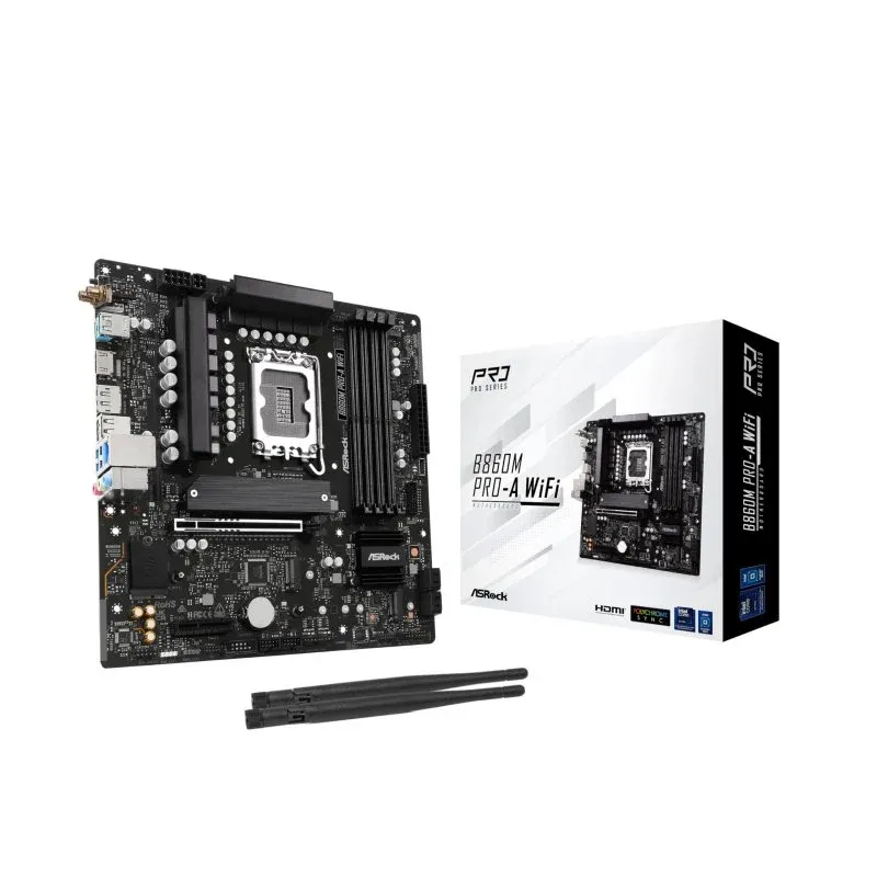 Placa mãe Asrock B860 Micro ATX LGA 1851 B860M Pro-A WiFi DDR5 PCIe Ethernet HD