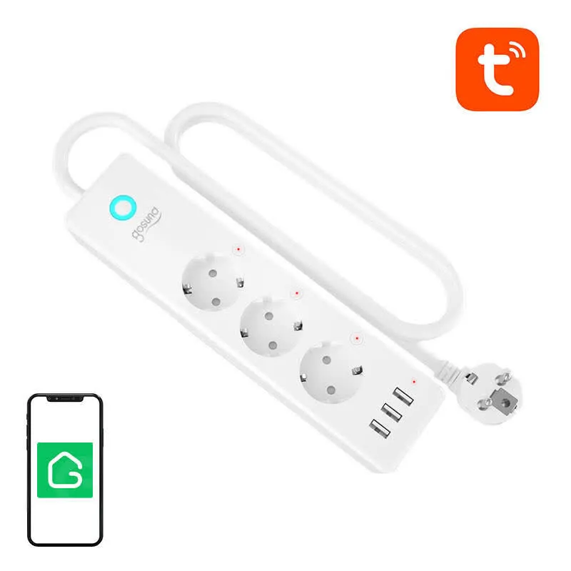 Gosund Régua de energia P1 Plus smart WiFi 3x AC schuko/3x USB-A Tuya